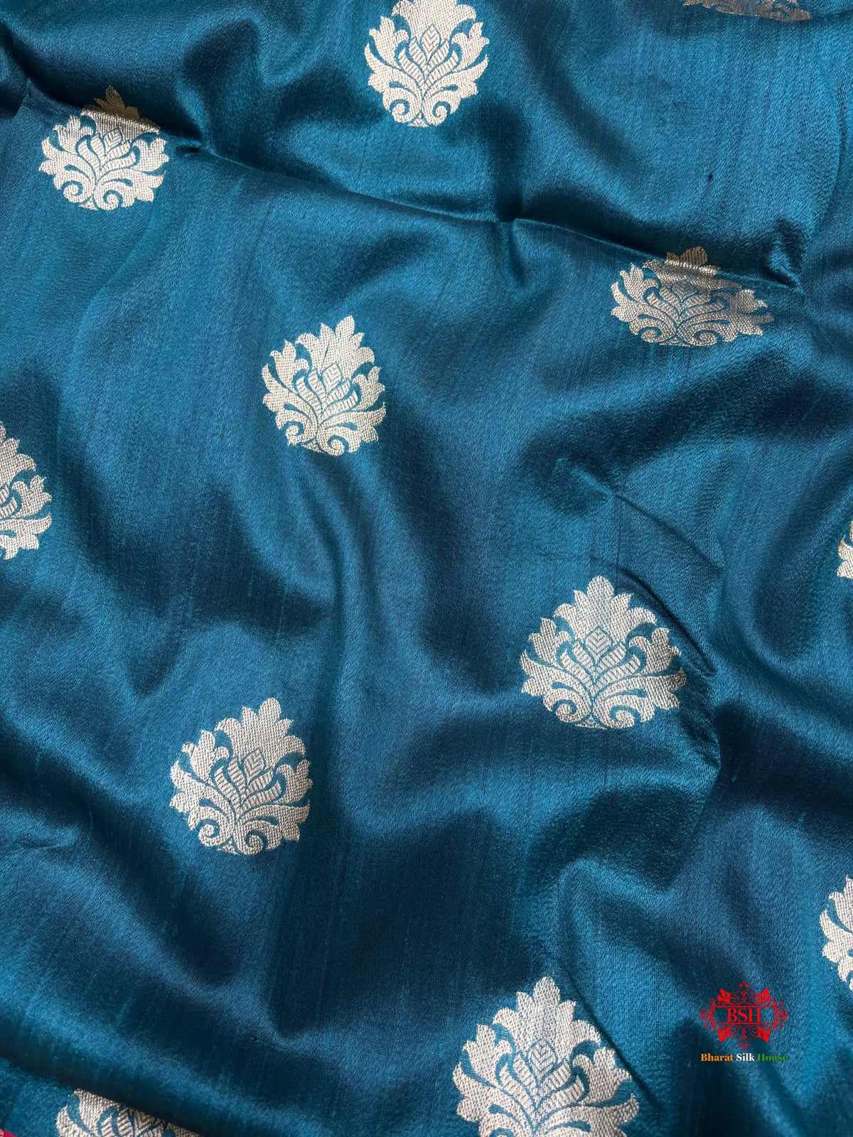 Ocean Blue Shade Pure Banarasi Tusser Moonga Silk Saree - Pure Kataan Silk -
