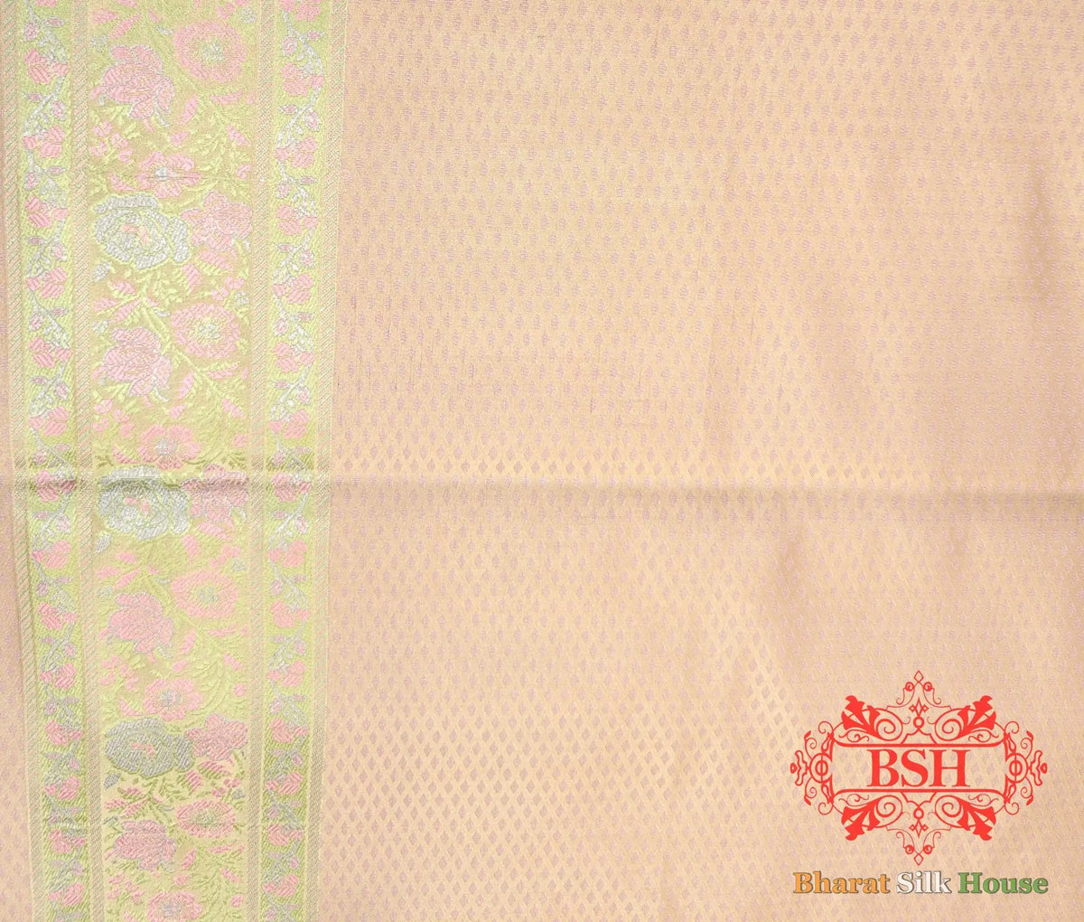 Beige Chauthera (Four Color) Resham Zari Tanchoi Katan Silk Saree - Bharat Silk House Tanchoi katan