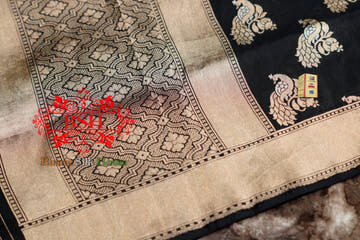 Black Banarasi Pure Kataan Silk Sona Rupa Dupatta - Bharat Silk House Pure Silk Dupatta