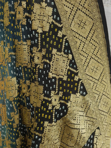 Black/Grey Georgette Banarasi Handloom Bandhani Dupatta - Bharat Silk House Bandhej