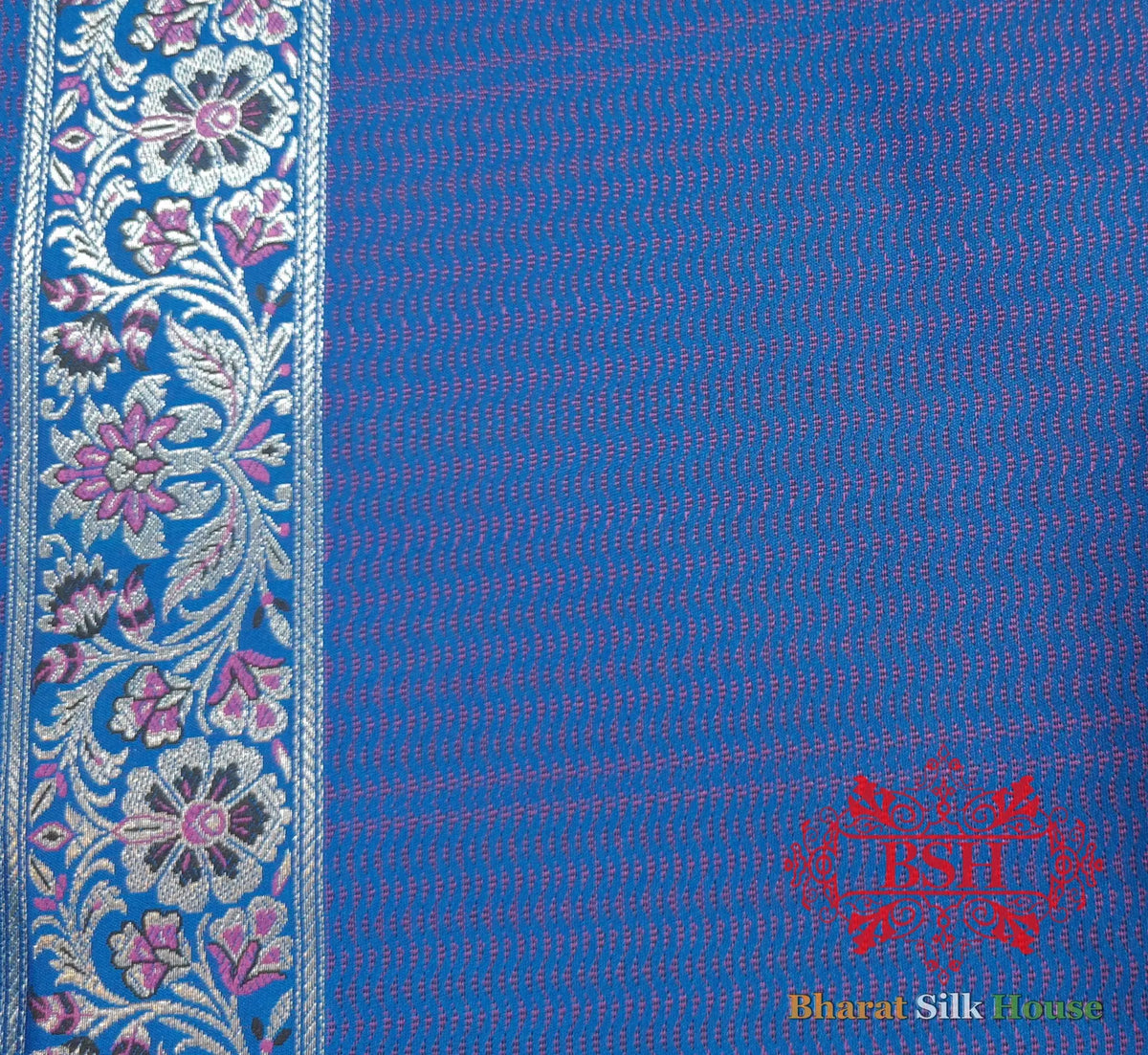 Blue Dohri Resham Zari Booti Tanchoi Silk Saree - Bharat Silk House Tanchoi katan