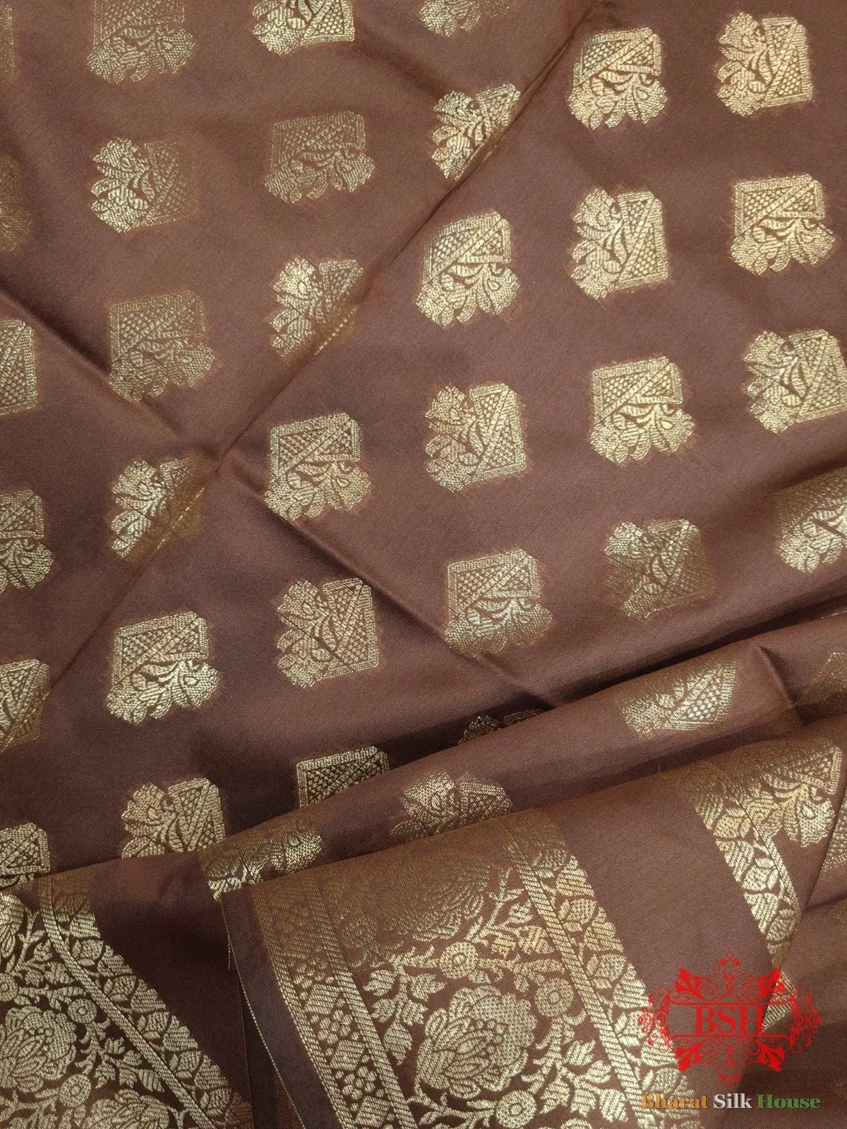 Brick Shades Of Wine Banarasi Semi Silk Dupatta - Bharat Silk House Semi Dupatte