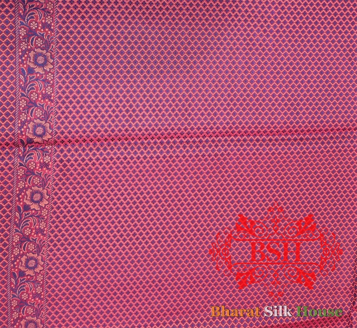 Dark Shades Of Red Dohri Resham Tanchoi Silk Saree - Bharat Silk House Tanchoi katan