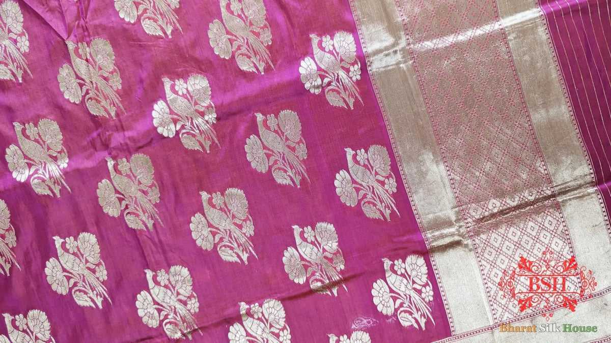 Deep Gazari Banarasi Handwoven Pure Silk Dupatta - Bharat Silk House Pure Silk Dupatta