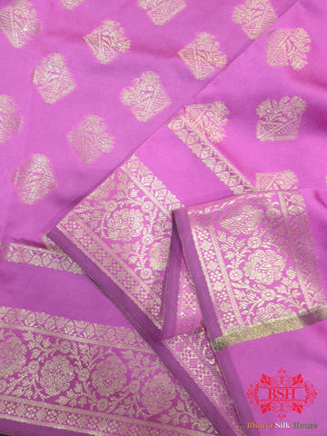 Fuchsia Shades Of Pink Banarasi Semi Silk Dupatta - Bharat Silk House Semi Dupatte