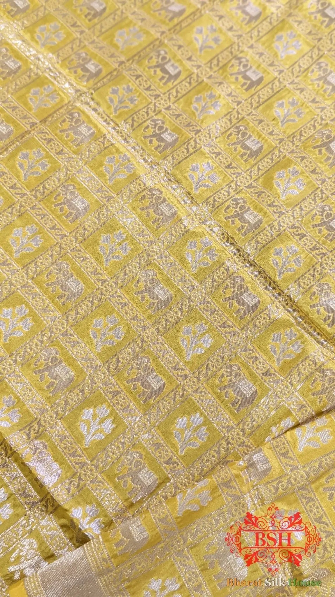 Gold Yellow Pure Katan Silk Sona Rupa Dupatta - Bharat Silk House Pure Silk Dupatta