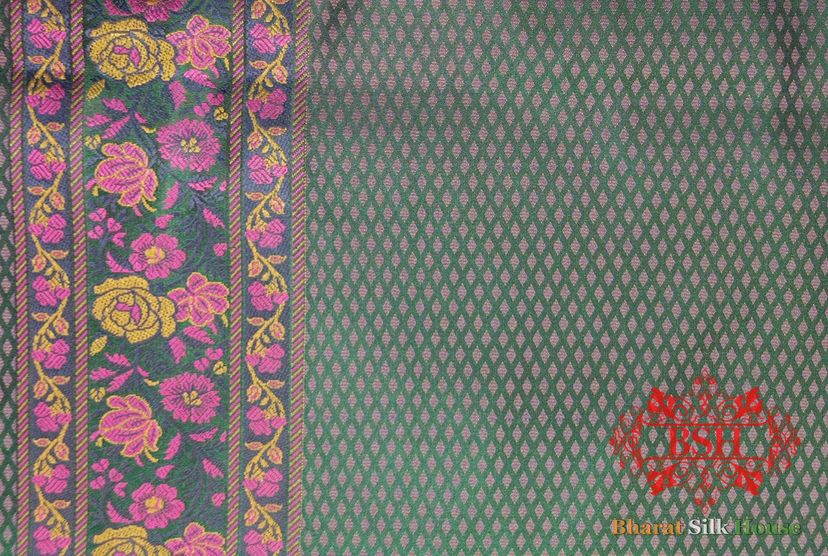 Green Chauthera (Four Color) Resham Zari Tanchoi Katan Silk Saree - Bharat Silk House Tanchoi katan