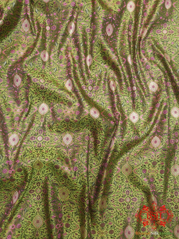 Green Dohri Resham Zari Booti Tanchoi Silk Saree - Bharat Silk House Tanchoi katan