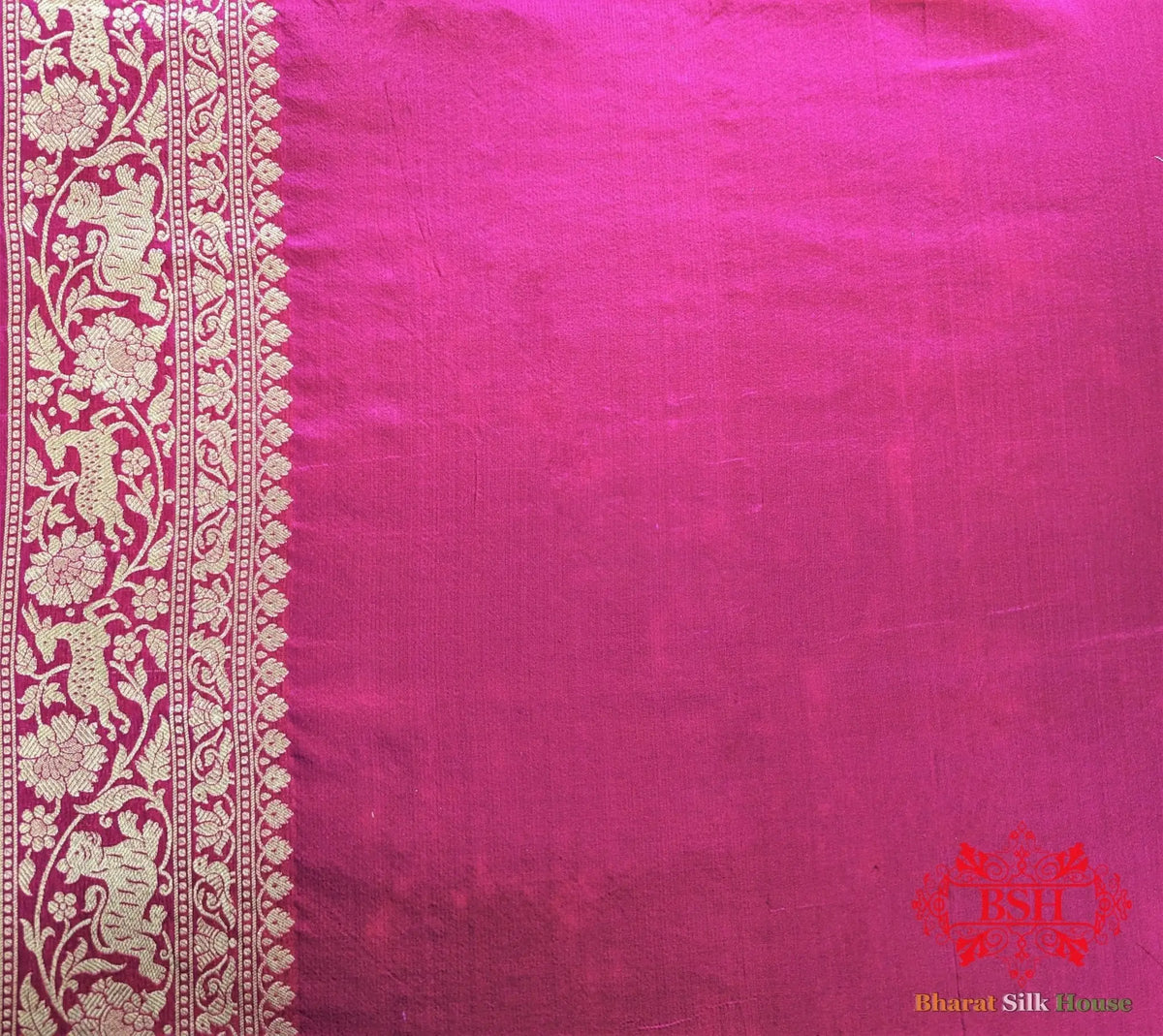 Handloom Banarasi Shikargah Katan Silk Saree In Shades Of Pink - Bharat Silk House Pure Kataan Silk