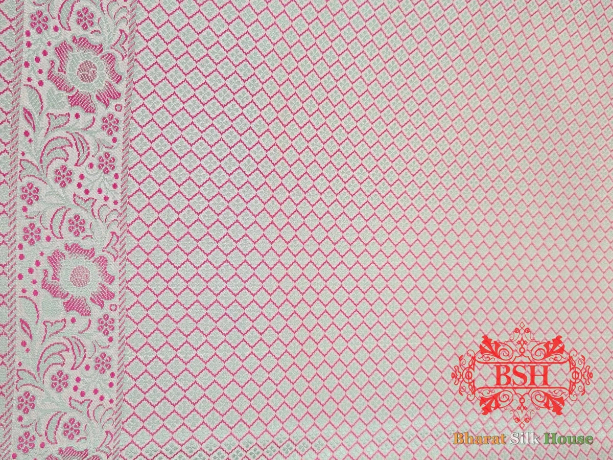 Light Grey Dohri Resham Booti Tanchoi Silk Saree - Bharat Silk House Tanchoi katan