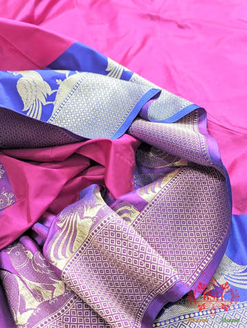 Magenta Pure Katan Silk Banarasi Handloom Saree - Bharat Silk House Pure Kataan Silk