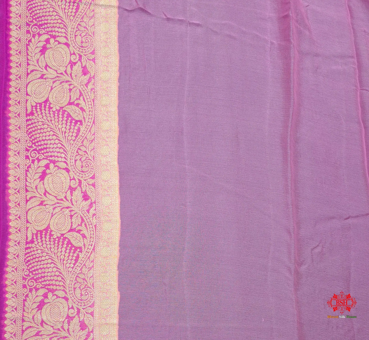 Multi Colour Pure Chiffon Handbrush Dyed Reshmi Zari Silk Saree - Bharat Silk House Chiffon Sarees