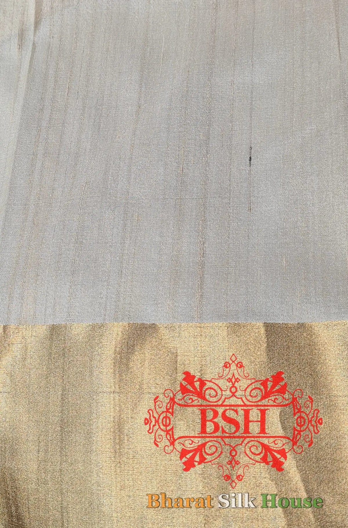 Off White Tussar Moonga Silk Handloom Saree With Zari Border - Bharat Silk House Tussar