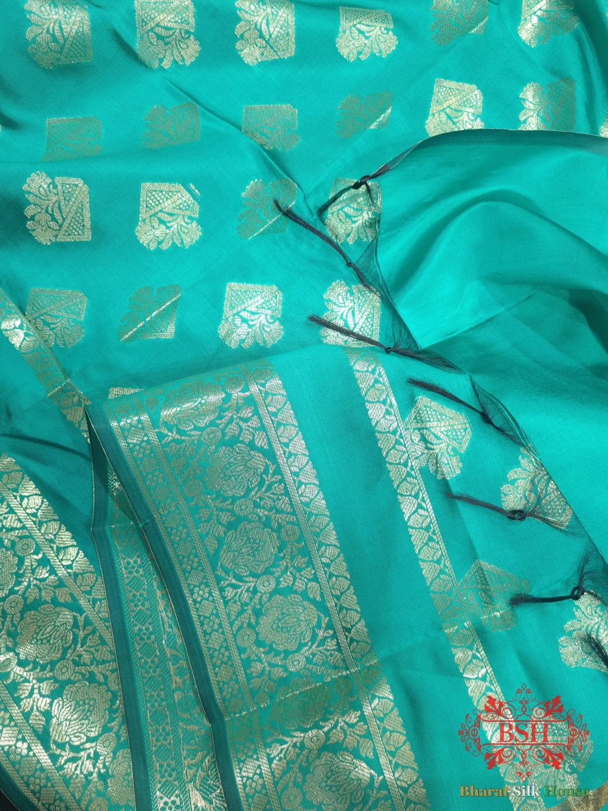Olympic Shades Of Blue Banarasi Semi Silk Dupatta - Bharat Silk House Semi Dupatte