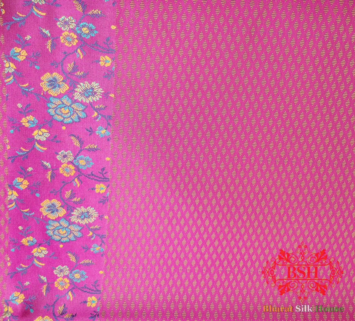 Pink Chauthera (Four Color) Resham Zari Tanchoi Katan Silk Saree - Bharat Silk House Tanchoi katan