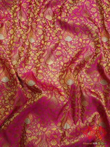 Pink Dohri Resham Zari Booti Tanchoi Silk Saree - Bharat Silk House Tanchoi katan