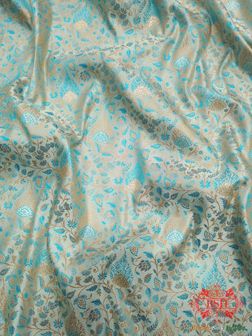 Powder Blue Dohri Resham Zari Booti Tanchoi Silk Saree - Bharat Silk House Tanchoi katan