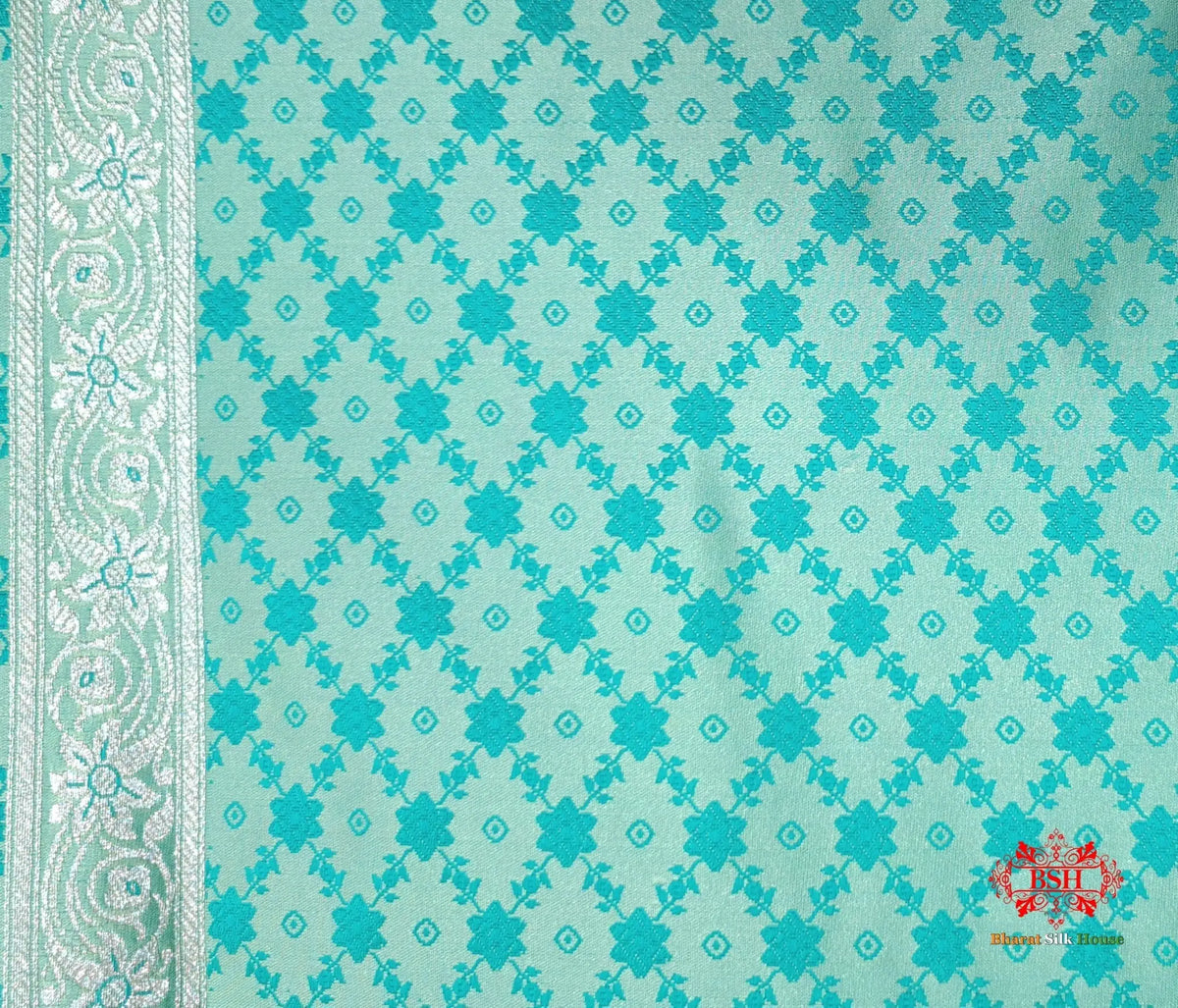 Powder Blue Single Zari Tanchoi Silk Saree - Bharat Silk House Tanchoi katan
