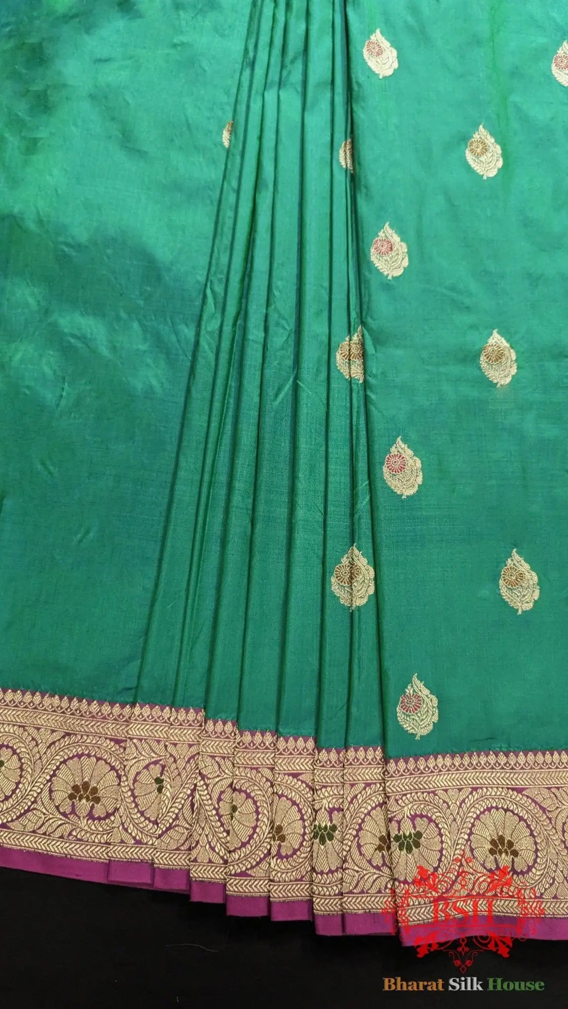 Pure Banarasi Handloom Katan Meenakari Antique Zari Saree In Shades Of Cross Color - Bharat Silk House Pure Kataan Silk