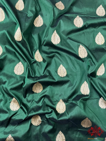 Pure Banarasi Handloom Katan Silk Antique Zari Saree In Shades Of Green - Bharat Silk House Pure Kataan Silk