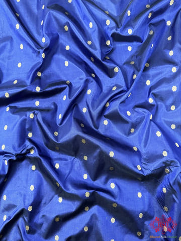Pure Banarasi Handloom Katan Silk Antique Zari Saree In Shades Of Navy Blue - Bharat Silk House Pure Kataan Silk