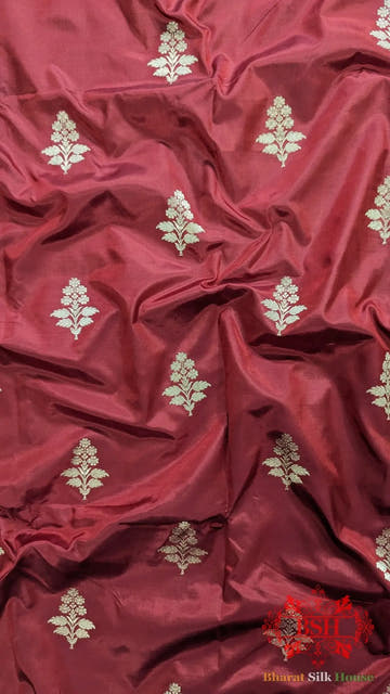 Pure Banarasi Handloom Katan Silk Antique Zari Saree In Shades Of Pink - Bharat Silk House Pure Kataan Silk