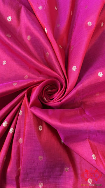 Pure Banarasi Handloom Katan Silk Antique Zari Saree In Shades Of Pink - Bharat Silk House Pure Kataan Silk