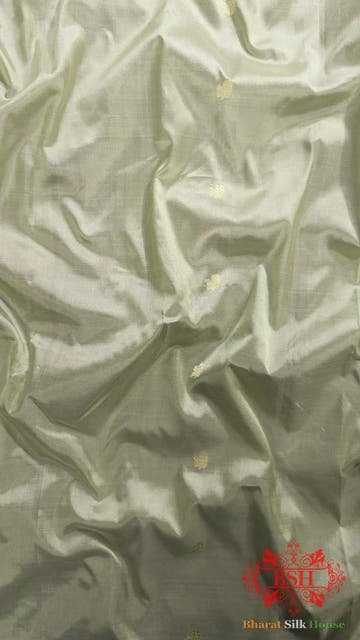 Pure Banarasi Handloom Katan Silk Antique Zari Saree In Shades Of Pista - Bharat Silk House Pure Kataan Silk