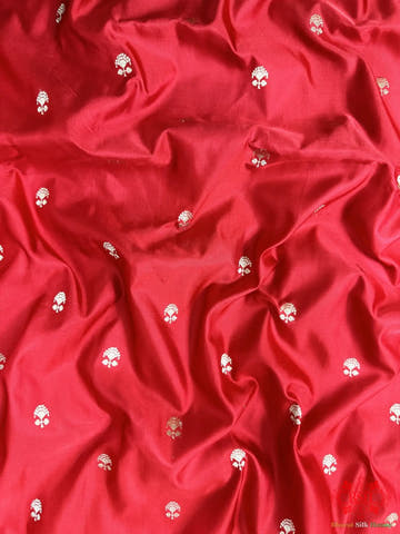 Pure Banarasi Handloom Katan Silk Antique Zari Saree In Shades Of Red - Bharat Silk House Pure Kataan Silk