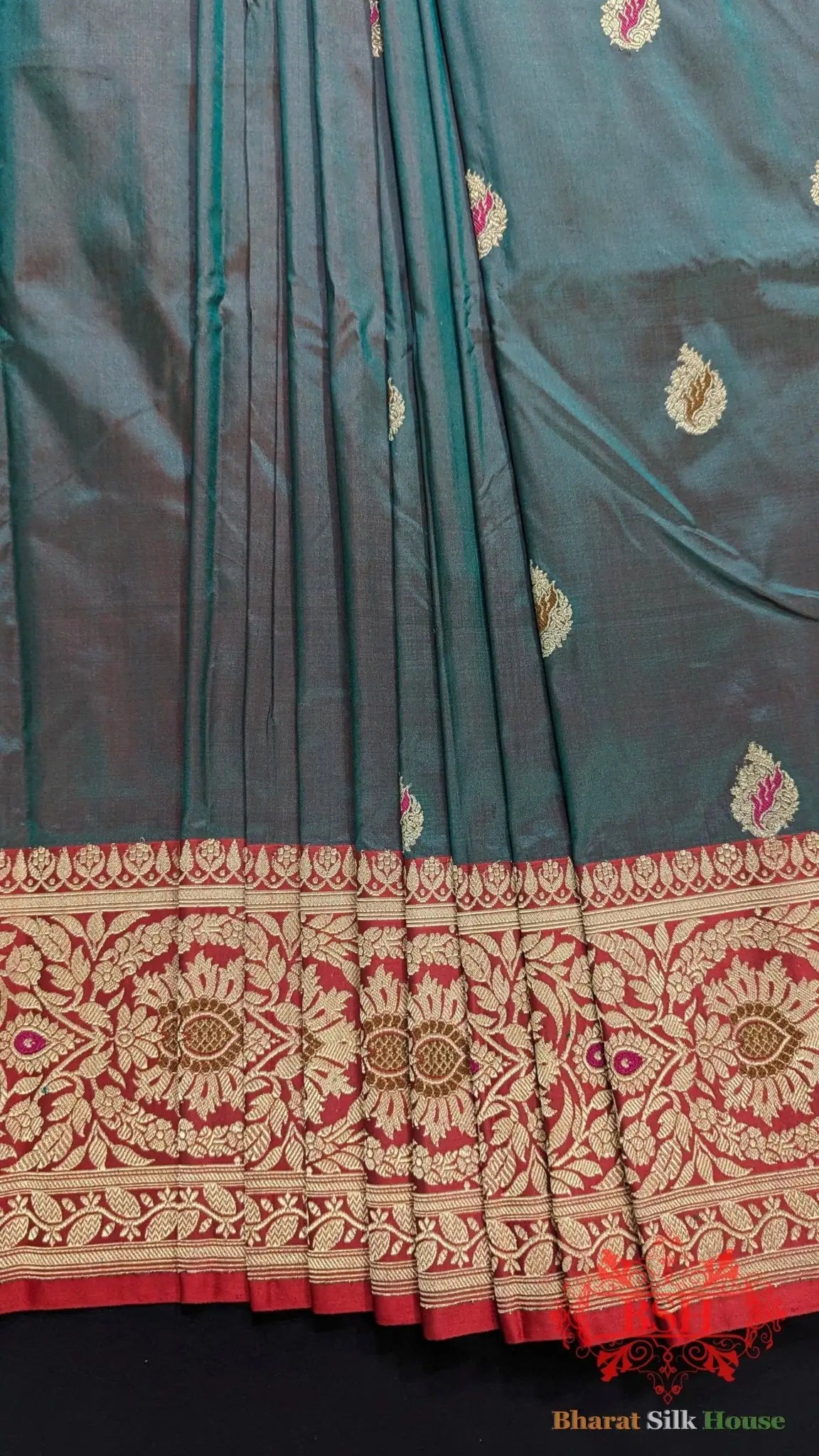 Pure Banarasi Handloom Katan Silk Meenakari Antique Zari Saree In Shades Of Cross Color - Bharat Silk House Pure Kataan Silk