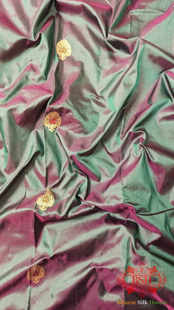Pure Banarasi Handloom Katan Silk Meenakari Antique Zari Saree In Shades Of Cross colour - Bharat Silk House Pure Kataan Silk