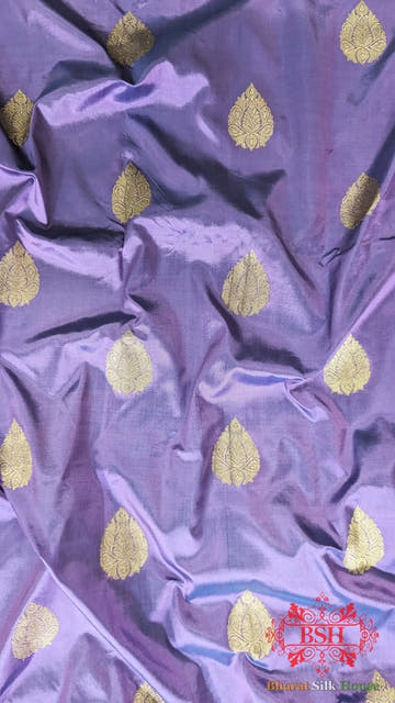 Pure Banarasi Handloom Katan Silk Meenakari Antique Zari Saree In Shades Of Lavender - Bharat Silk House Pure Kataan Silk