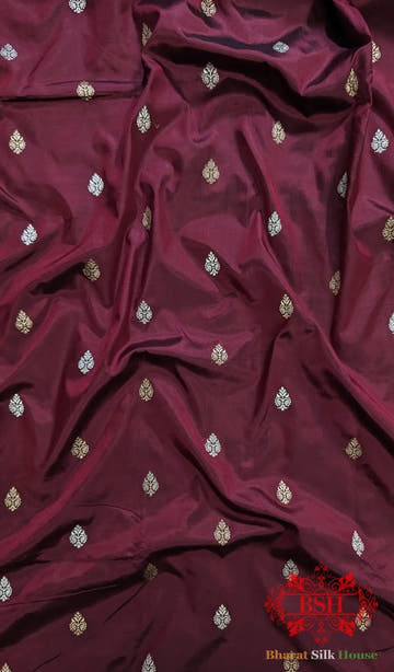 Pure Banarasi Handloom Katan Silk Meenakari Antique Zari Saree In Shades Of Magenta - Bharat Silk House Pure Kataan Silk