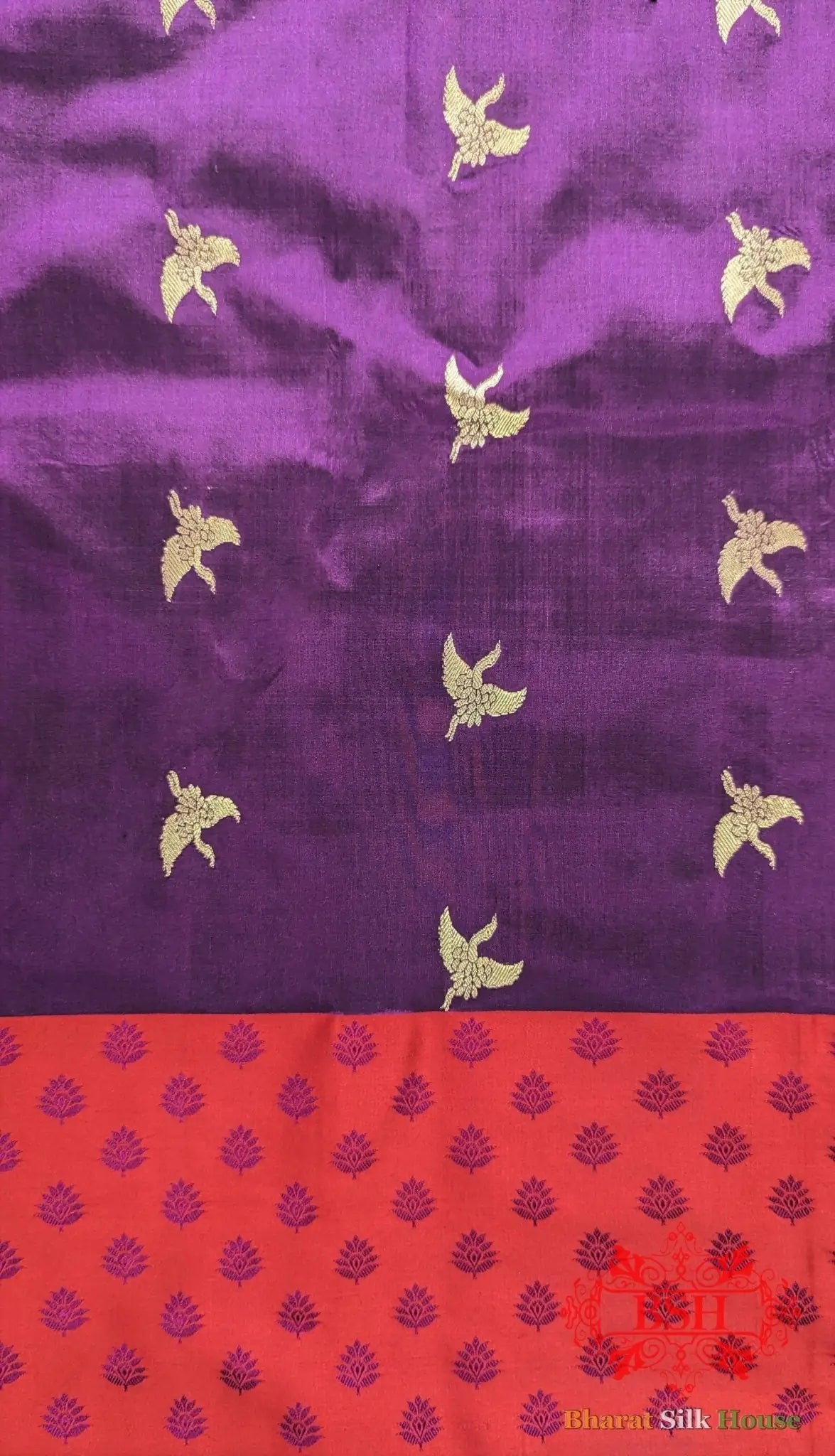 Pure Banarasi Handloom Katan Silk Meenakari Antique Zari Saree In Shades Of Violet - Bharat Silk House Pure Kataan Silk