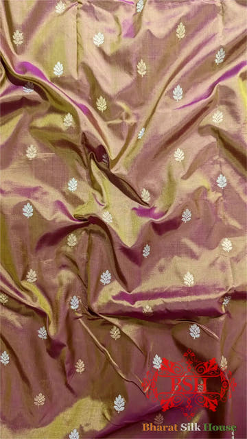 Pure Banarasi Handloom Silk Meenakari Antique Zari Saree In Shades Of Cross Green Color/Rani - Bharat Silk House Pure Kataan Silk