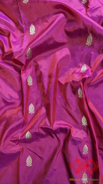 Pure Banrasi Handloom Katan Silk Antique Zari Saree In Shades Of Pink - Bharat Silk House Pure Kataan Silk