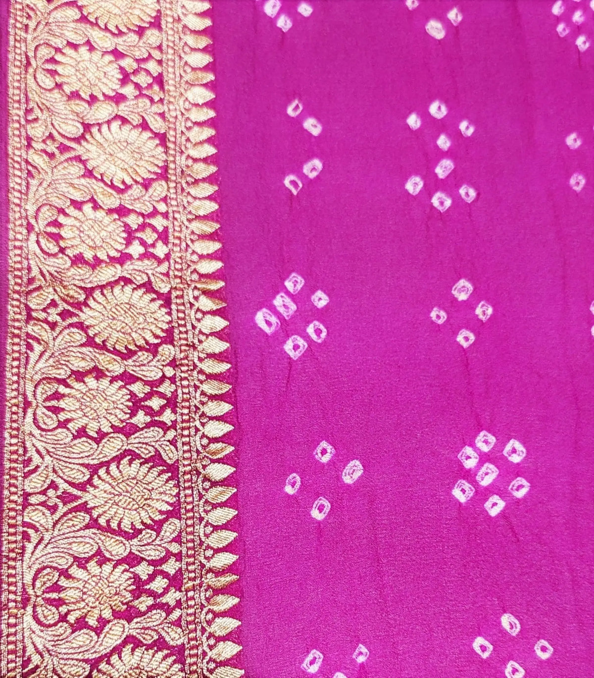 Pure Georgette Handloom Banarasi Bandhej Saree In Shades Of Pink - Bharat Silk House Bandhej