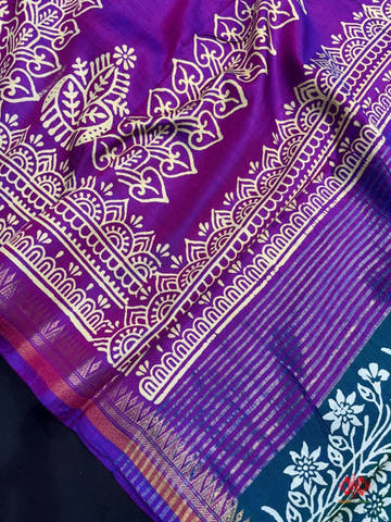 Pure Katan Lightweight Digital Art Summer Wear Saree - Bharat Silk House katan silk
