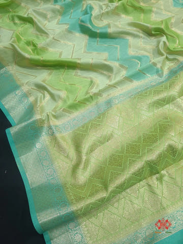 Pure Rangkaat Multi Color Zigzag Chiniya Silk Saree - Bharat Silk House Chiniya Saree