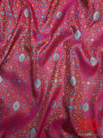 Rani Pink Dohri Resham Zari Booti Tanchoi Silk Saree - Bharat Silk House Tanchoi katan