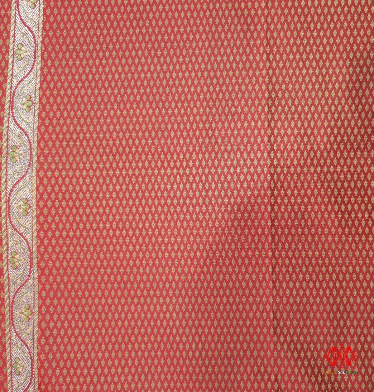 Red Dohri Resham Zari Booti Tanchoi Silk Saree - Bharat Silk House Tanchoi katan