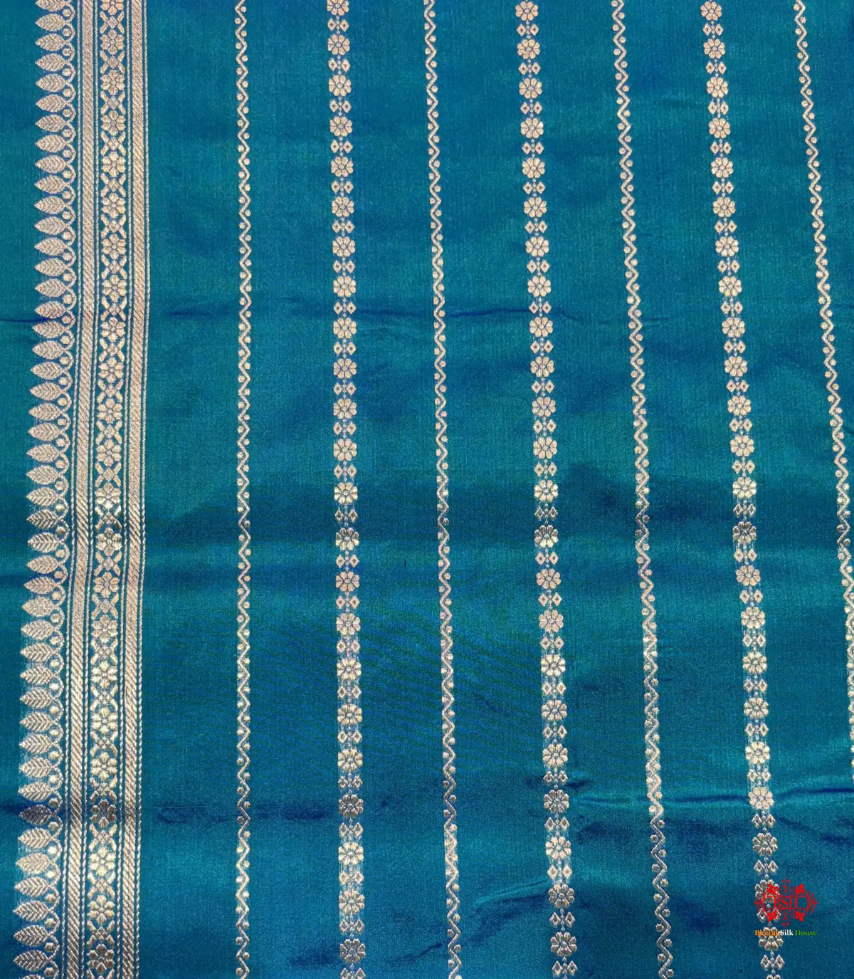 Pure Banarasi Handloom Katan Silk Antique Meena Zari Saree In Shades Of Blue - Pure Kataan Silk -