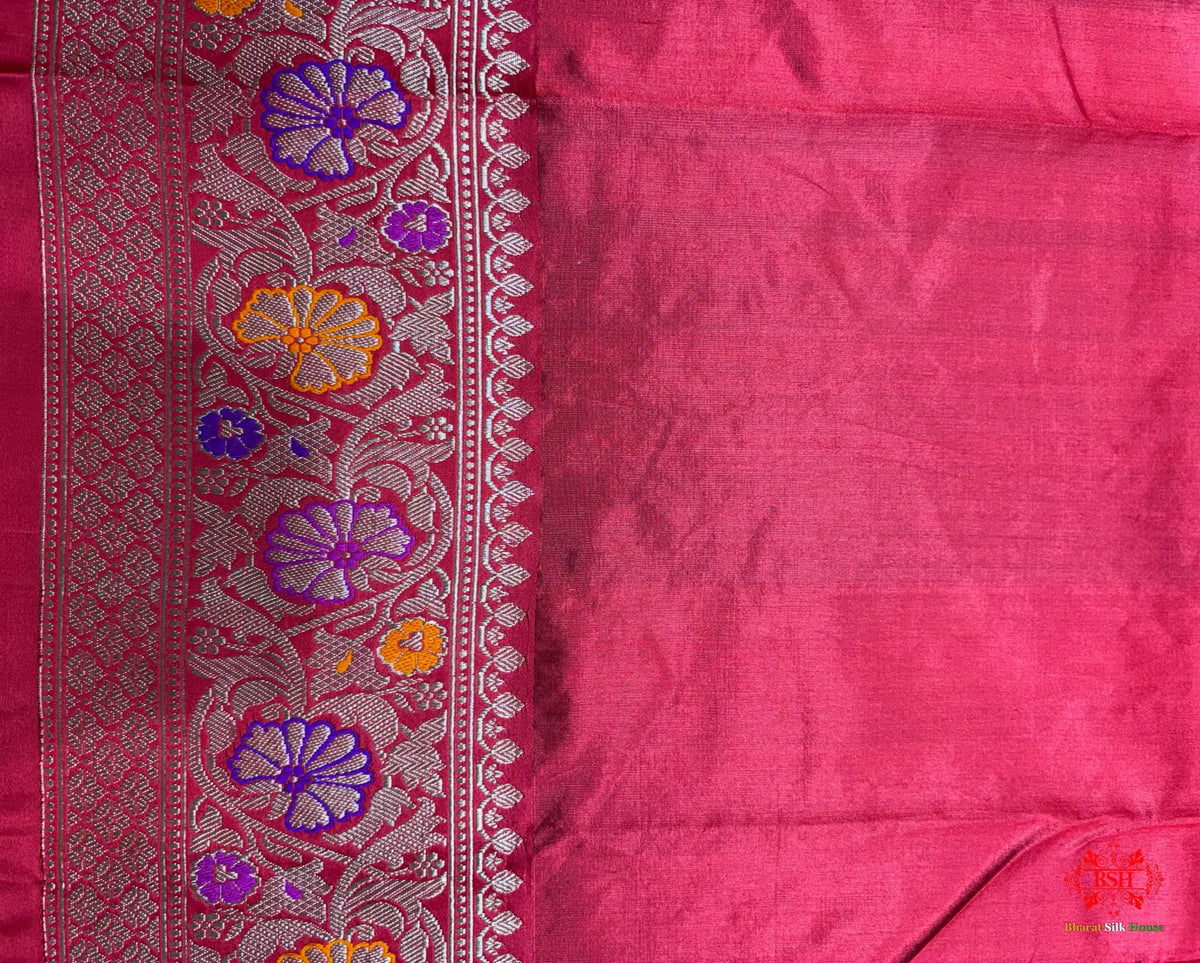 Green Shade With Meena Border Pure Banarasi Tusser Moonga Silk Saree - Pure Kataan Silk -