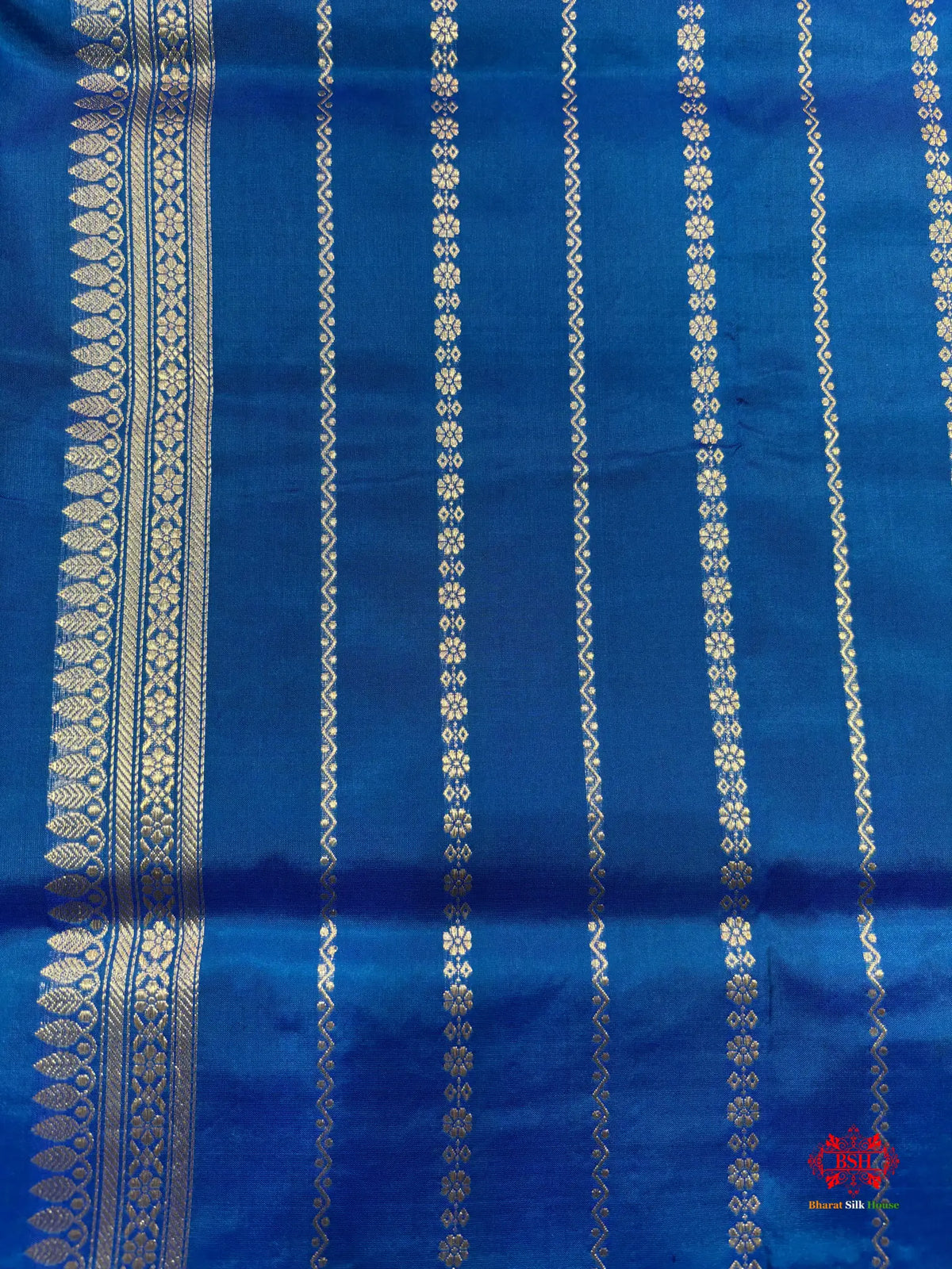 Pure Banarasi Handloom Katan Silk Antique Meena Zari Saree In Shades Of Blue - Pure Kataan Silk -