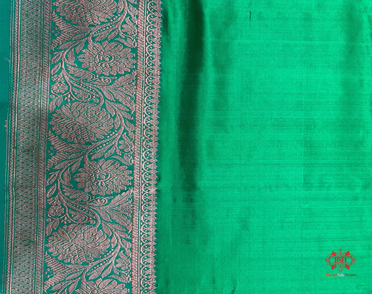 Blue Shade Pure Banarasi Tusser Moonga Silk Saree - Pure Kataan Silk -
