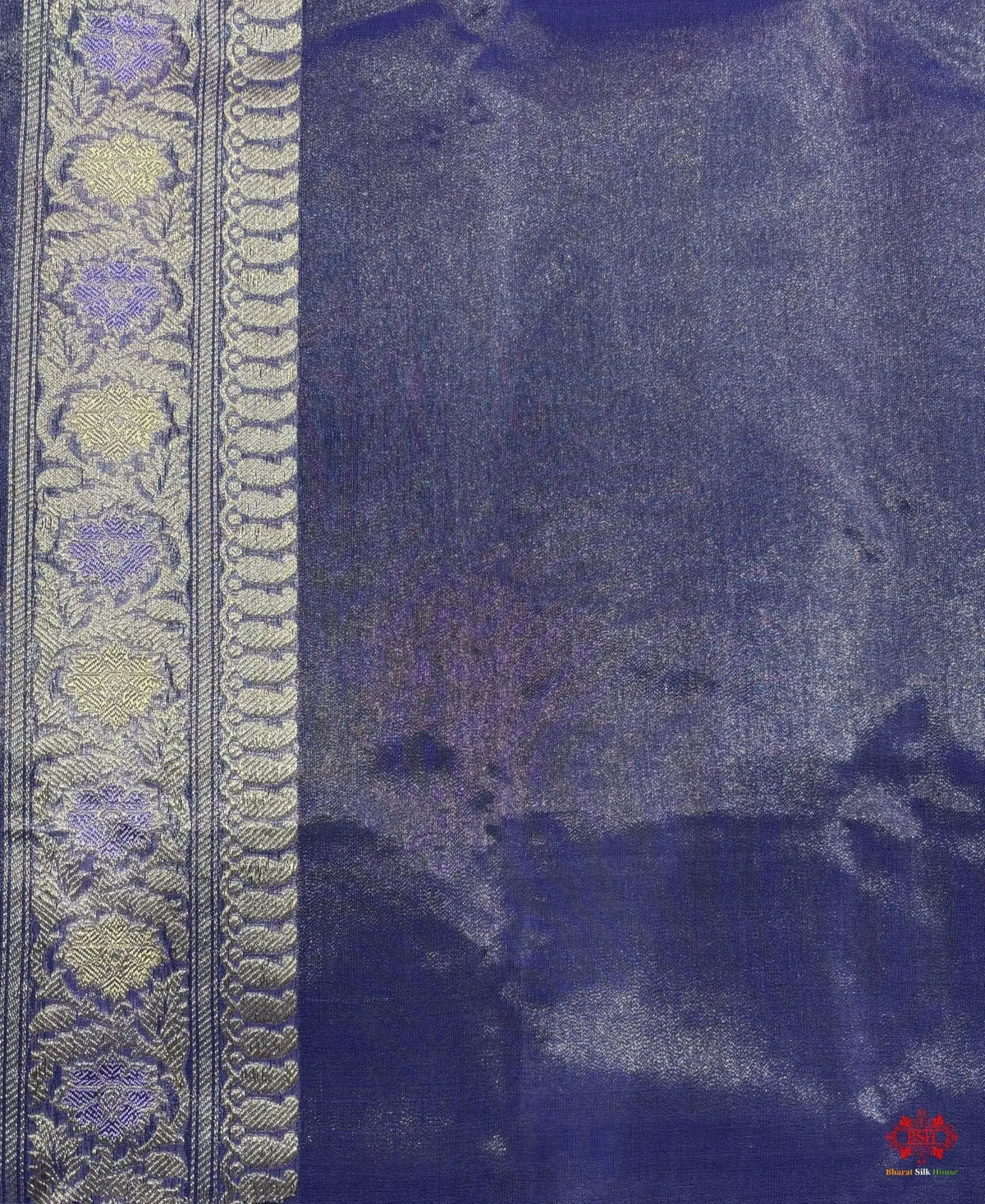 Shade Of Blue Pure Tissue Meena Floral Jaal Silk Saree - Bharat Silk House Tissue Silk