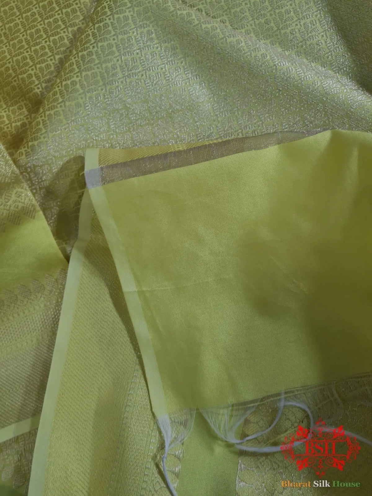 Shades Of LemonYellow Banarasi Brocade Semi Silk Dupattaa - Bharat Silk House Semi Dupatte