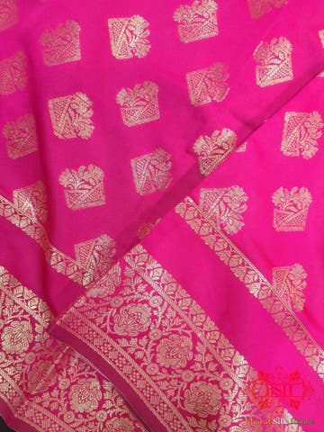 Shades Of Pink Banarasi Semi Silk Dupatta - Bharat Silk House Semi Dupatte