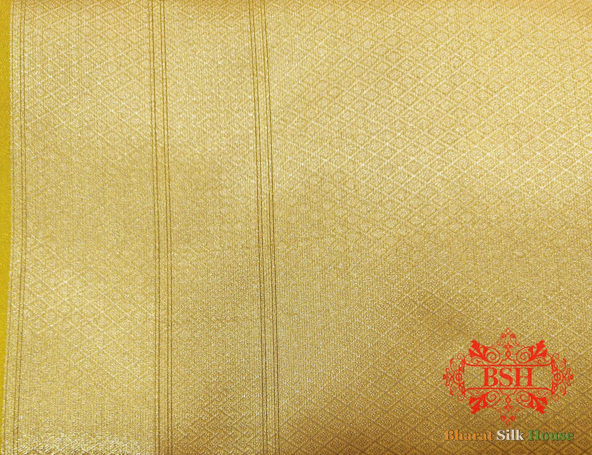 Yellow Color Glass Tissue Silk Saree - Bharat Silk House Tissue Silk