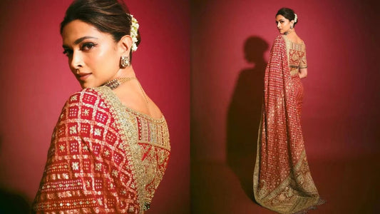 Deepika Padukone Rocks A Red Saree At Anant Ambani's Pre-Wedding Bash - Bharat Silk House